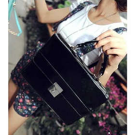 Black Two Layers With Zipper Leather Briefcases