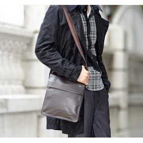 Coffee One Shoulder Square Shape Leather Briefcases