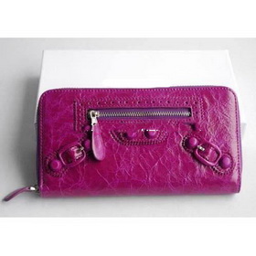 Women Zipper Purple Genuine Leather Wallet