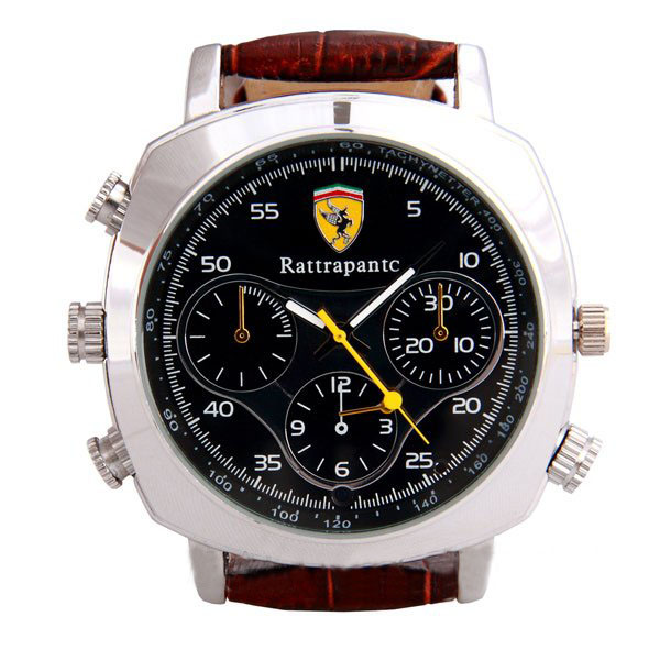 Stainless Steel With Leather Band Brown Watch