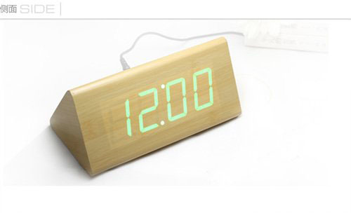 Digital Temperature Display Led Wood Alarm Clock