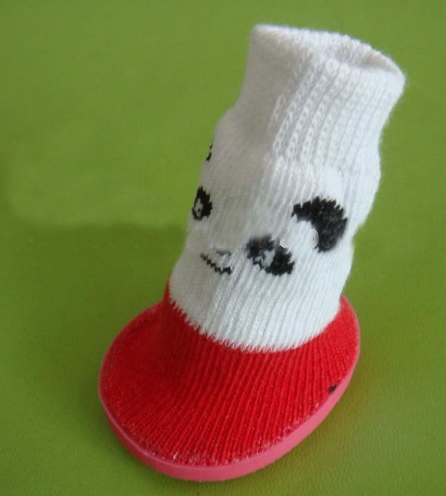 Cotton Bottom with Dot Rubber Damp-proof Pet Shoe Sock