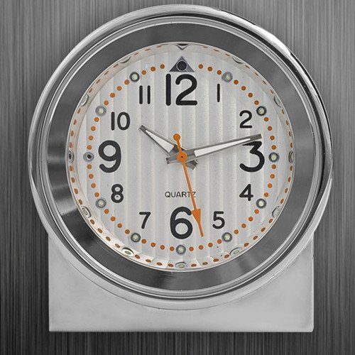 Camera Silver Round Shape Table Clock