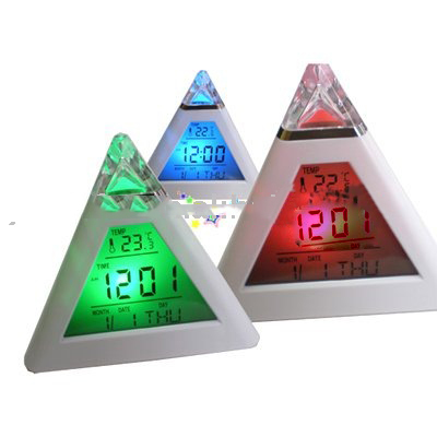 Triangle Shape LED Light Plastic Table Clocks