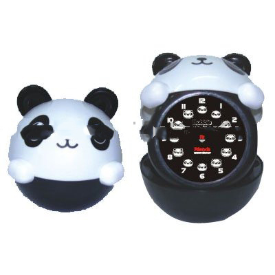 Panda Folding White & Black Table Clocks