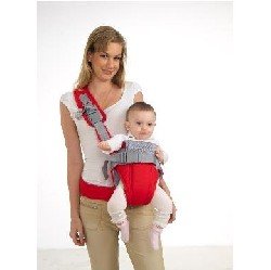 One-Touch Back Button Red Diagonal Baby Backpack