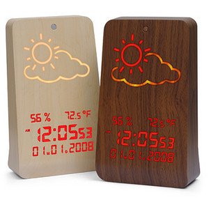 Novelty Creative Magic Wood Weather Forecast Alarm Clock