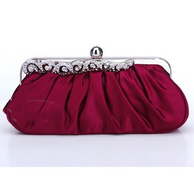 Wine Red With Chain White Diamond Promotional Bags