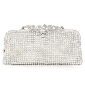 Rhinestone White With Button Cosmetic Bags & Cases