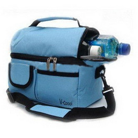 Blue Polyster Zipper Folding Picnic Cooler Bag