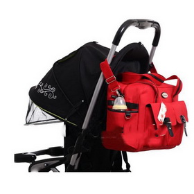 Red Nylon With Buttons Diaper Bags