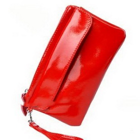 Zipper Genuine Leather Solid Cosmetic Bags