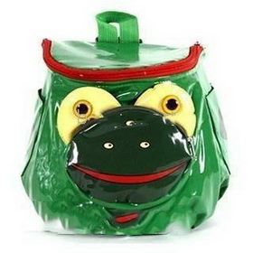 Frog Images Green Leather & Nylon School Bags