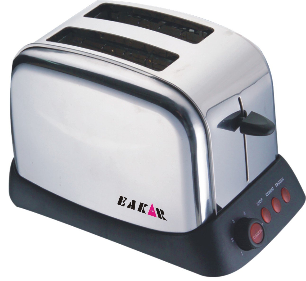 White & Black Stainless Steel With Buttons Electric Bread Toaster
