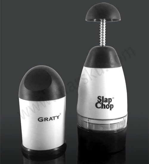 Stainless Steel White & Black With Handles Food Chopper