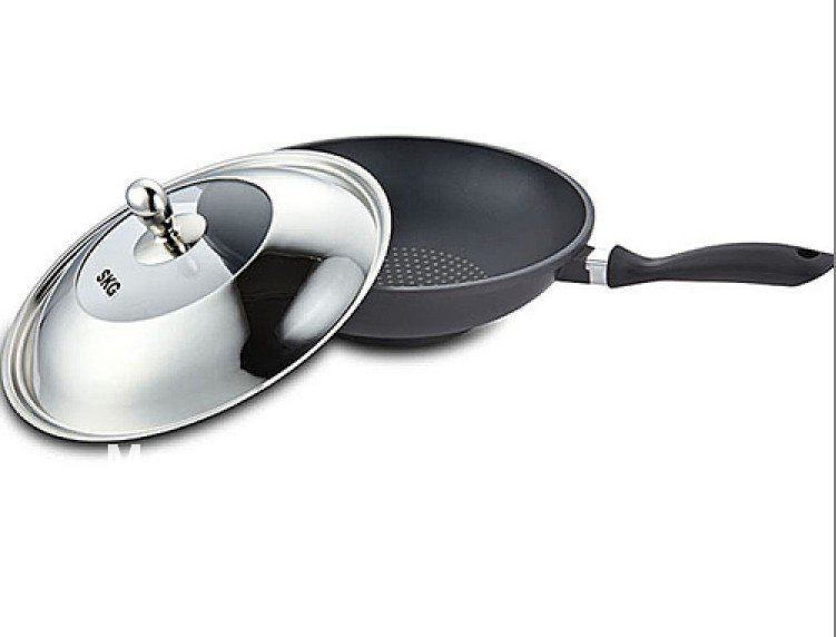 Round Shape With A Handle Silver Frying Pan