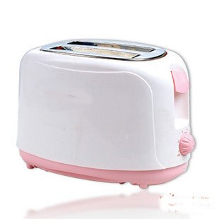 White & Pink Plastic & Stainless Steel Electric Bread Toaster