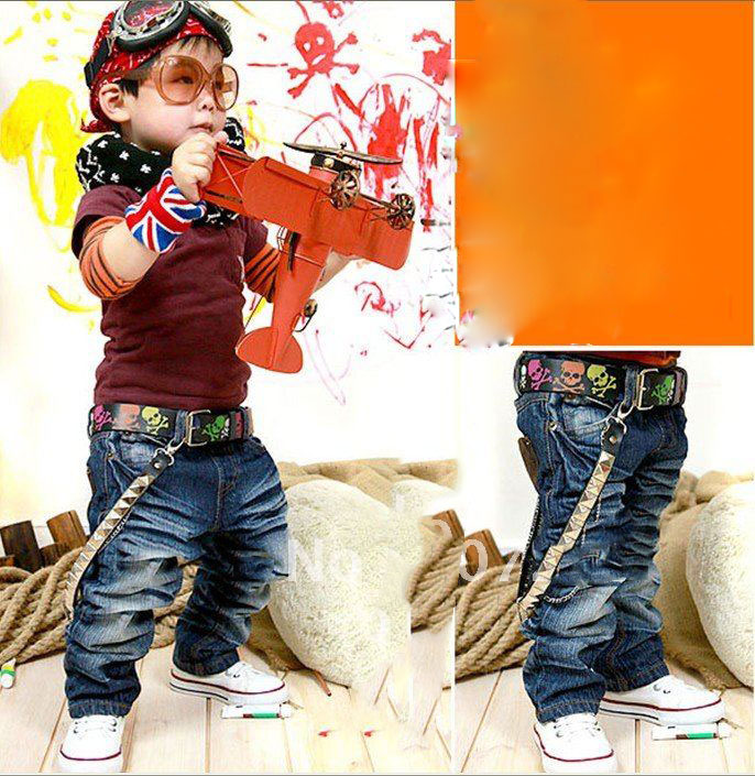 Alien Skull Baby Patch Pocket Straight Jeans