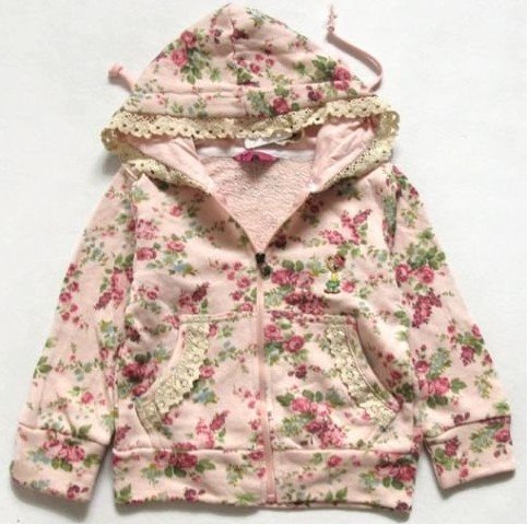 Autumn Children's Lace Long-sleeved Terry Hooded Jacket