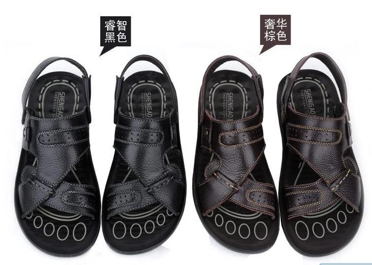 Men's Genuine Leather Dual-use Beach Slippers Hawaii Sandals