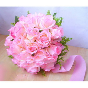 Round Shape Pink Roses Plastic Flowers & Wreaths