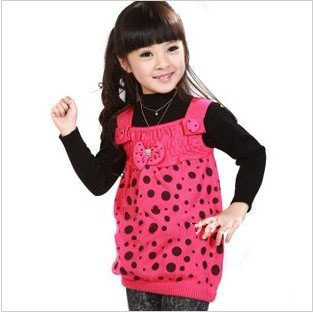 Girl Knitted Sleeveless Skirt Sweaters
