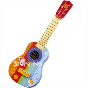 Wood & Metal Colourful Stripes Dust Resistant Toy Guitar