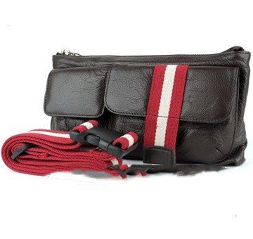 Cow Leather Black With Many Pockets Waist Bags