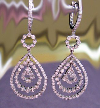 Oval Shape With Diamond Pink Earrings