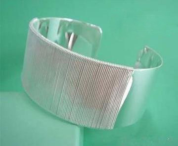 With Stripes Silver Stainless Steel Bracelets & Bangles