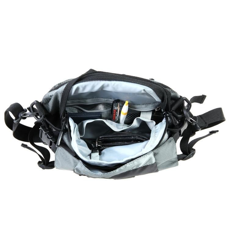 Black & Light Blue With Mesh Nylon & Polyester Waist Bags