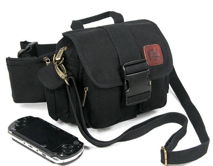 Black With Zipper Nylon & Polyester Waist Bags