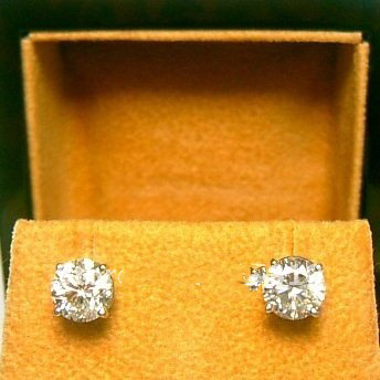 White Round Shape With Diamond Earrings