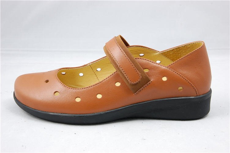 Brown Genuine Leather Flat Bottom Women's Casual Shoes