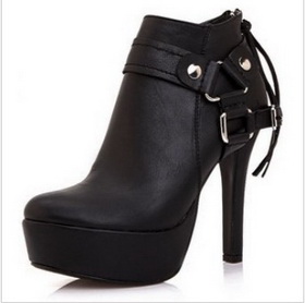 Newest Style Suede 16cm Heel Women's Shoes Black Ankle Boots