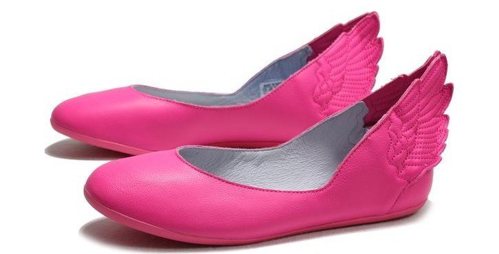 Red Angle Wings Shape Leather Women's Casual Shoes