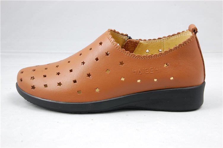 Flat Botton Brown With Zipper Women's Casual Shoes