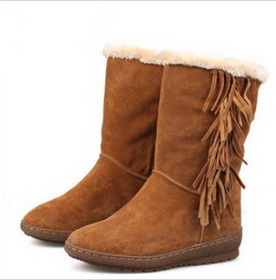 Cotton & Wool Flat Bottom Waterproof Snow Boots