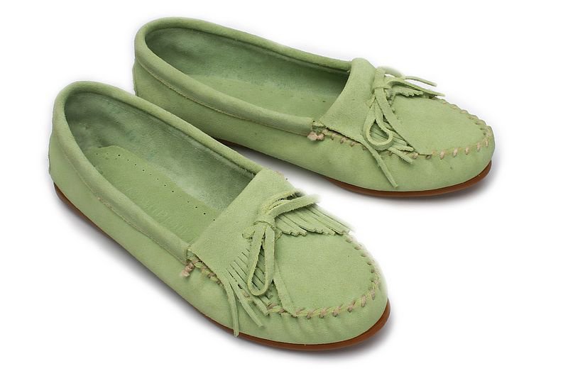 Dark Green Genuine Leather With Tassel Women's Casual Shoes