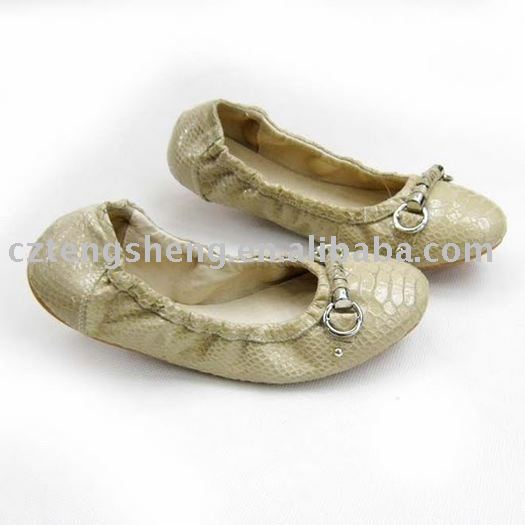 Apricot Genuine Leather Flat Bottom Women's Casual Shoes