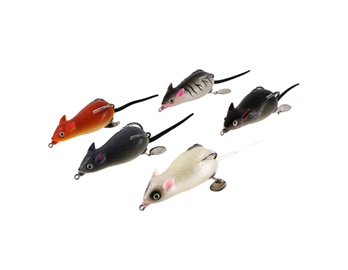 Genuine Yoshikawa Soft Lifelike Mouse Fishing Bait Lure with Sequins and Hook Kit (5pcs/Kit)