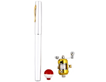 DIY Mini Pocket Pen Shaped Fishing Rod Pole and Reel Combos (Silver)