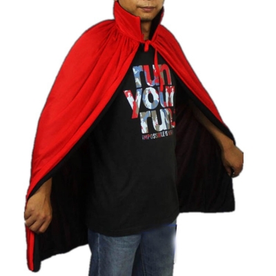 Black & Red Two-side Stand Collar Cloak Halloween Costume
