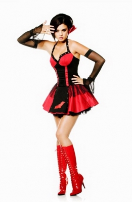 Red & Black Sleeveless Mini Halloween Dresses