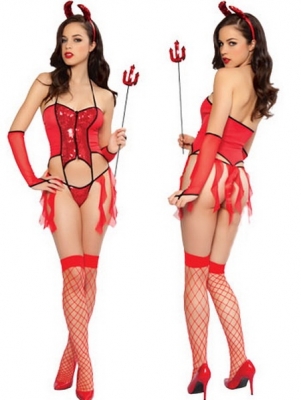 Hair Hoop & Accessory & Gloves & Overall & Pants Red Cotton & Polyester Halloween Costumes
