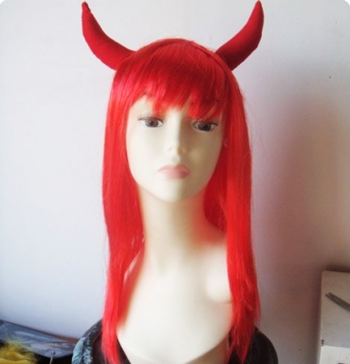 Red Long Straight Synthetic Fiber Hair Wig