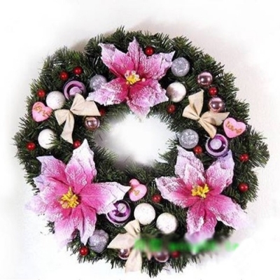 Colorful Wreath With Flowers & Bows Christmas Decorations