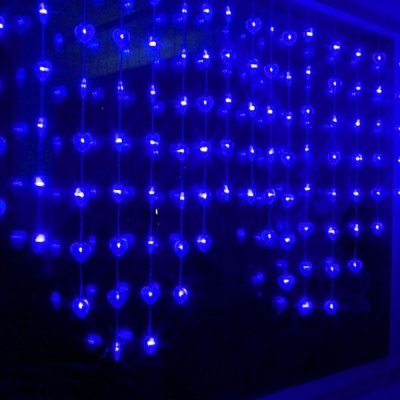Beaded Heart Shape Blue LED String Lamp Christmas Decorations