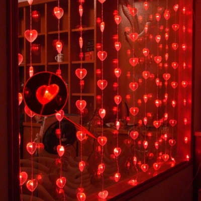 Beaded Heart Shape Red LED String Lamp Christmas Decorations