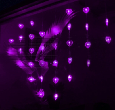 Purple Flickering String Heart-Shaped Christmas Decorations